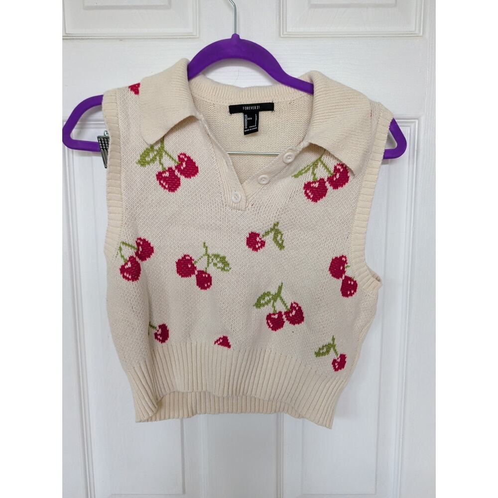 Forever 21 Large Cherry Sweater Vest